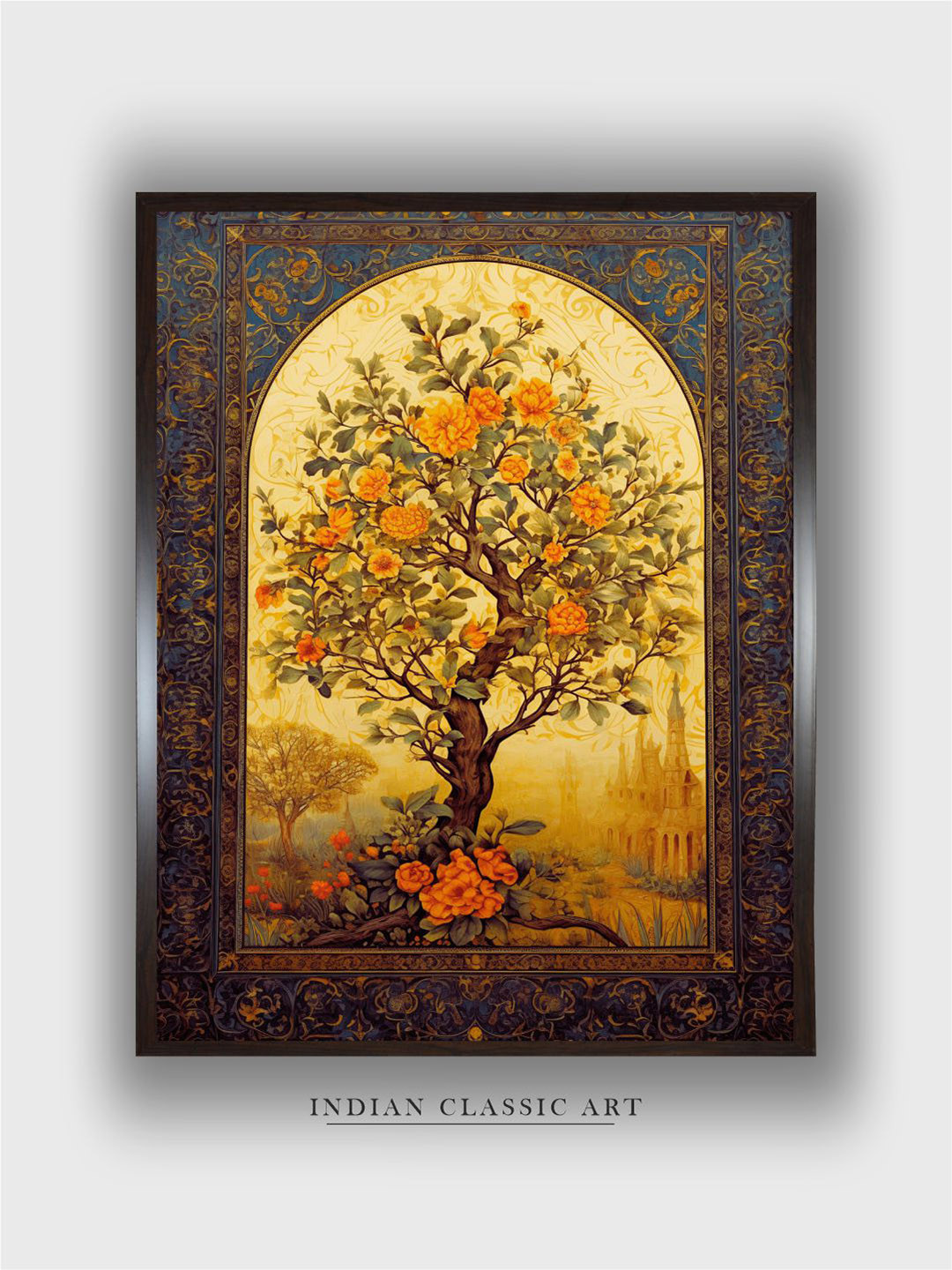INDIAN CLASSIC ART Brown & Orange Floral Wall Art