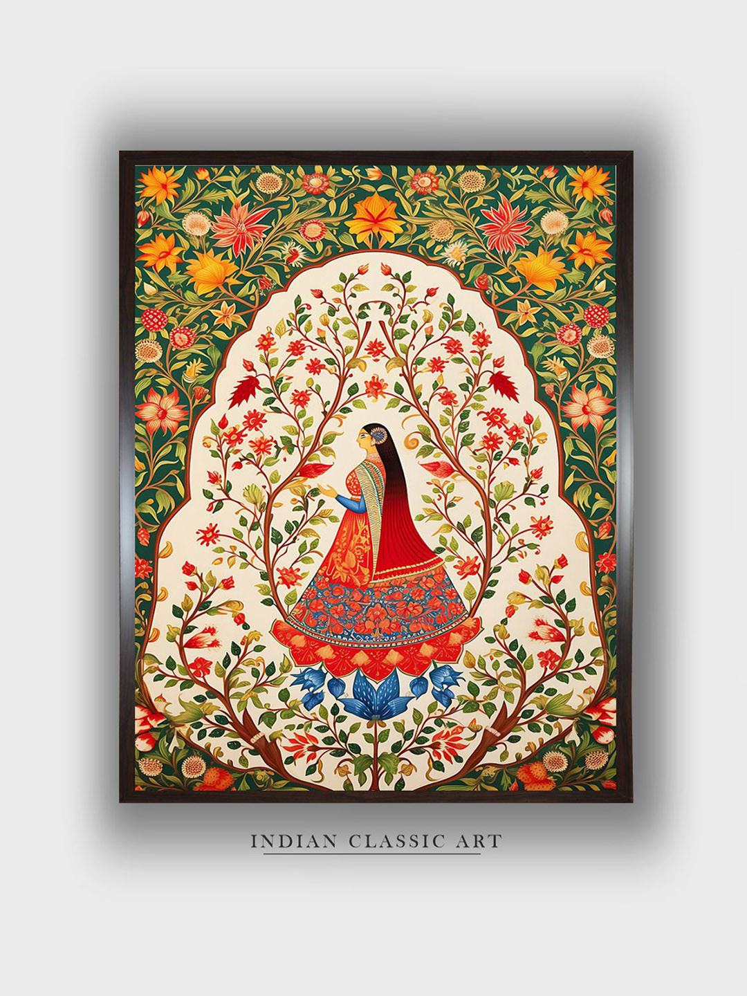 INDIAN CLASSIC ART Wood Wall Square Paintings Wall Art - 30 x 20In