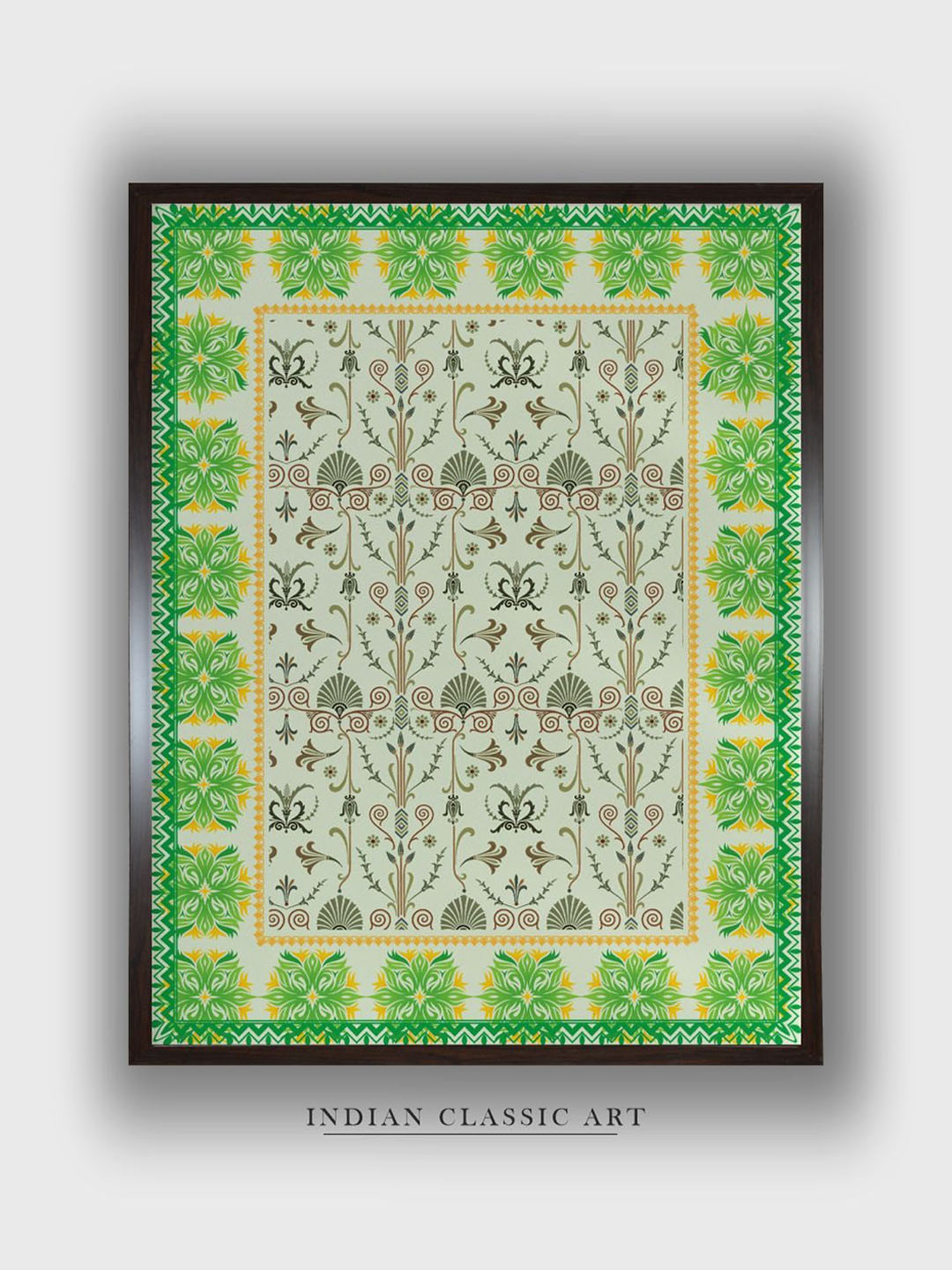 INDIAN CLASSIC ART Green Wood Paintings Folk Wall Art