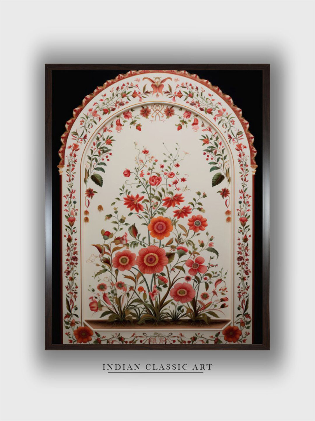 INDIAN CLASSIC ART Beige & Red  Indian Pichwai Painting Wall Art
