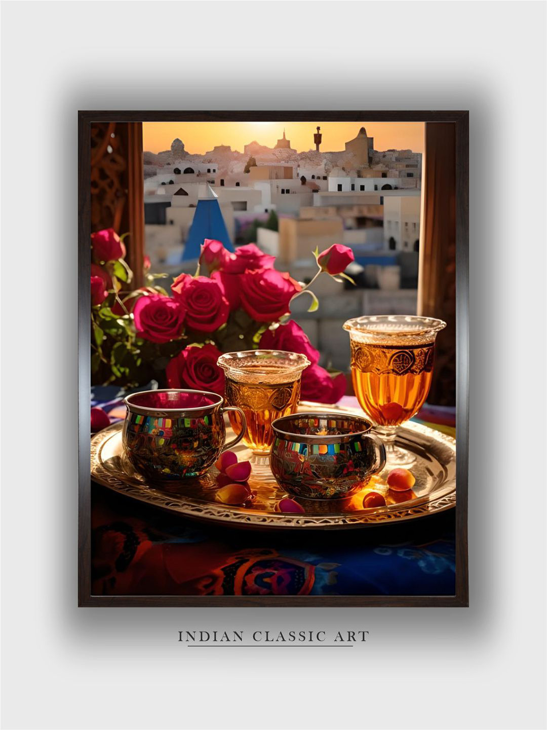 INDIAN CLASSIC ART Pink & Beige Wooden Indian Folk Wall Art Painting