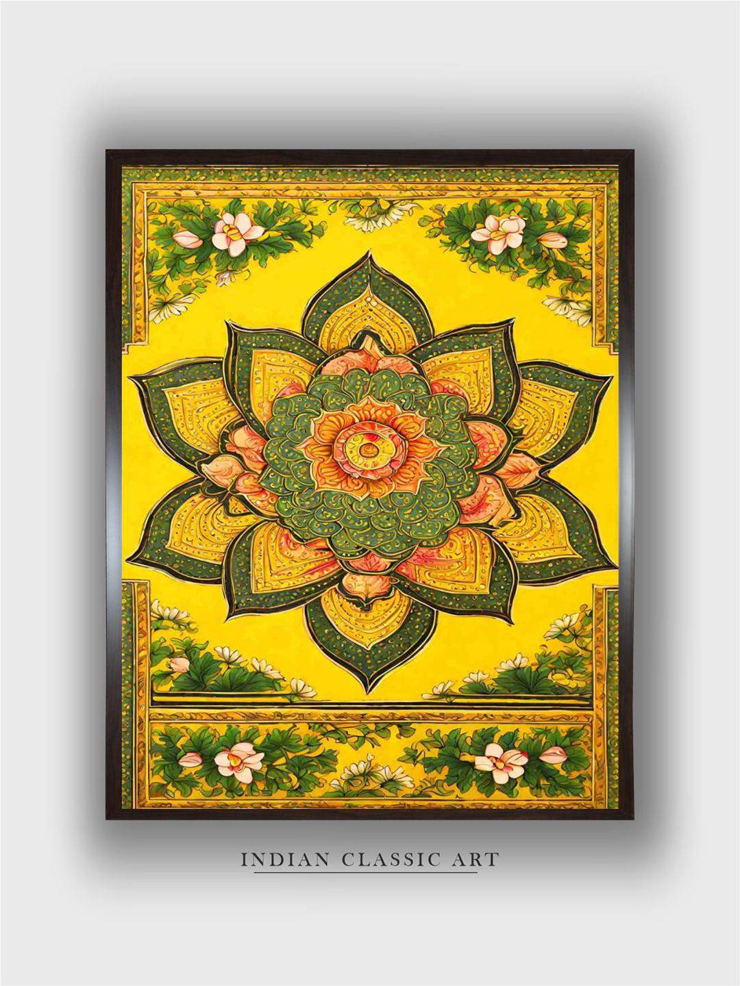 INDIAN CLASSIC ART Lotuses Wood Wall Rectangle Paintings Wall Art - 30x20In