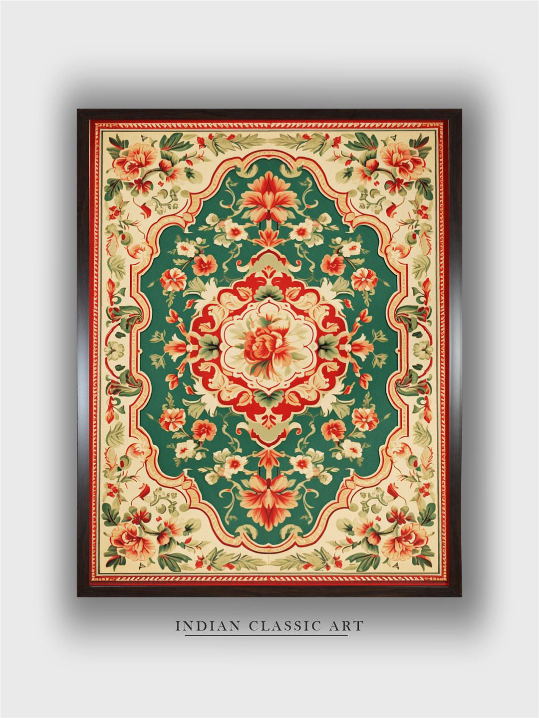 INDIAN CLASSIC ART Cream Canvas Wall Living Room Rectangle Paintings Wall Art -20 x 30In