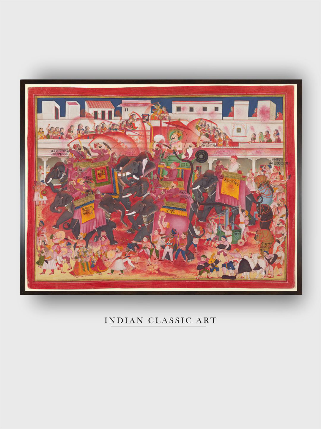 INDIAN CLASSIC ART Red & Beige Canvas Maharao Ram Singh II Wall Art