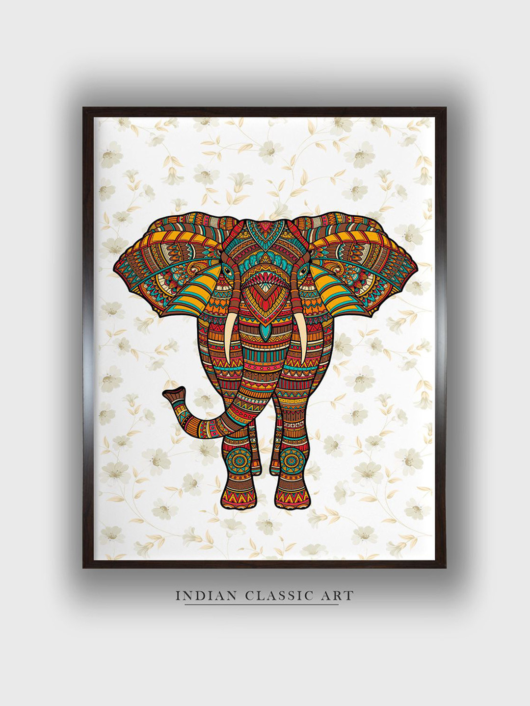 INDIAN CLASSIC ART ElephantIndian Wood Wall Rectangle Paintings Wall Art - 20 x 30In