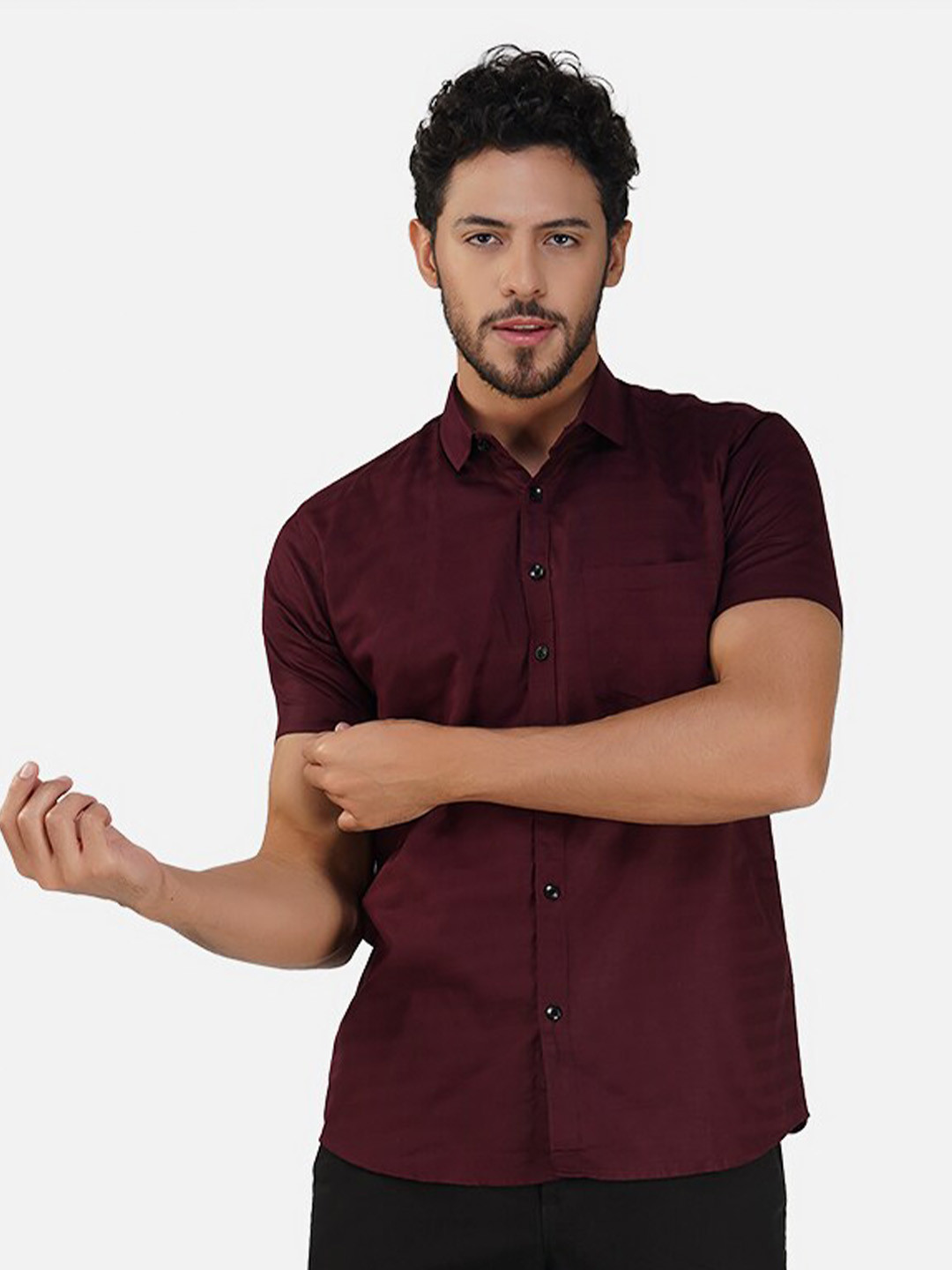 BASE 41 Slim Fit Horizontal Striped Cotton Casual Shirt