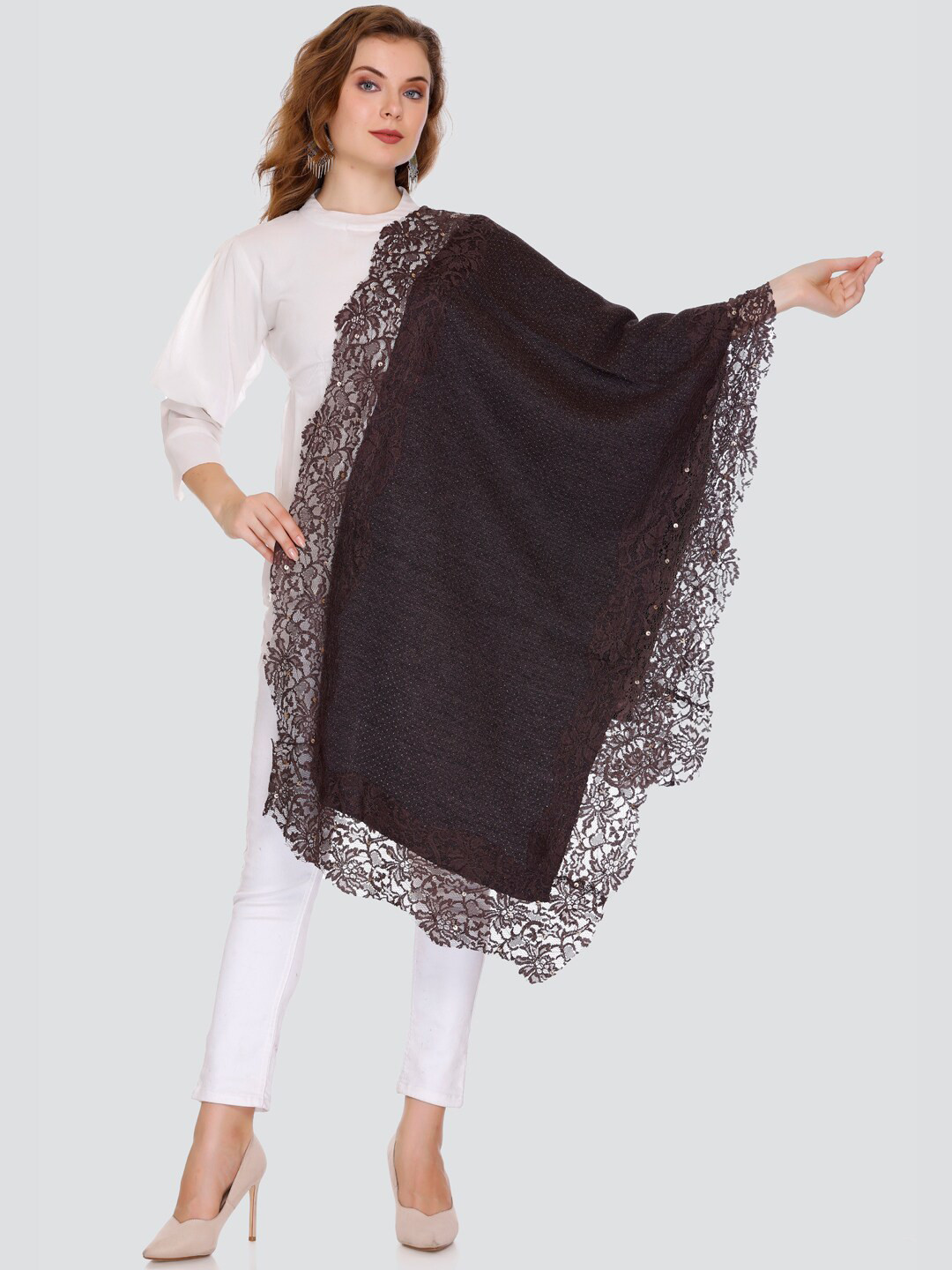 Elthia Embellished Woollen Shawl
