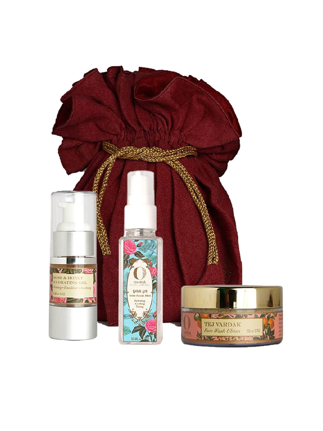 OHRIA AYURVEDA 3-Pcs Hydrating Gel-Rose Facial Mist & Tej Vardak Face Wash Ubtan Combo
