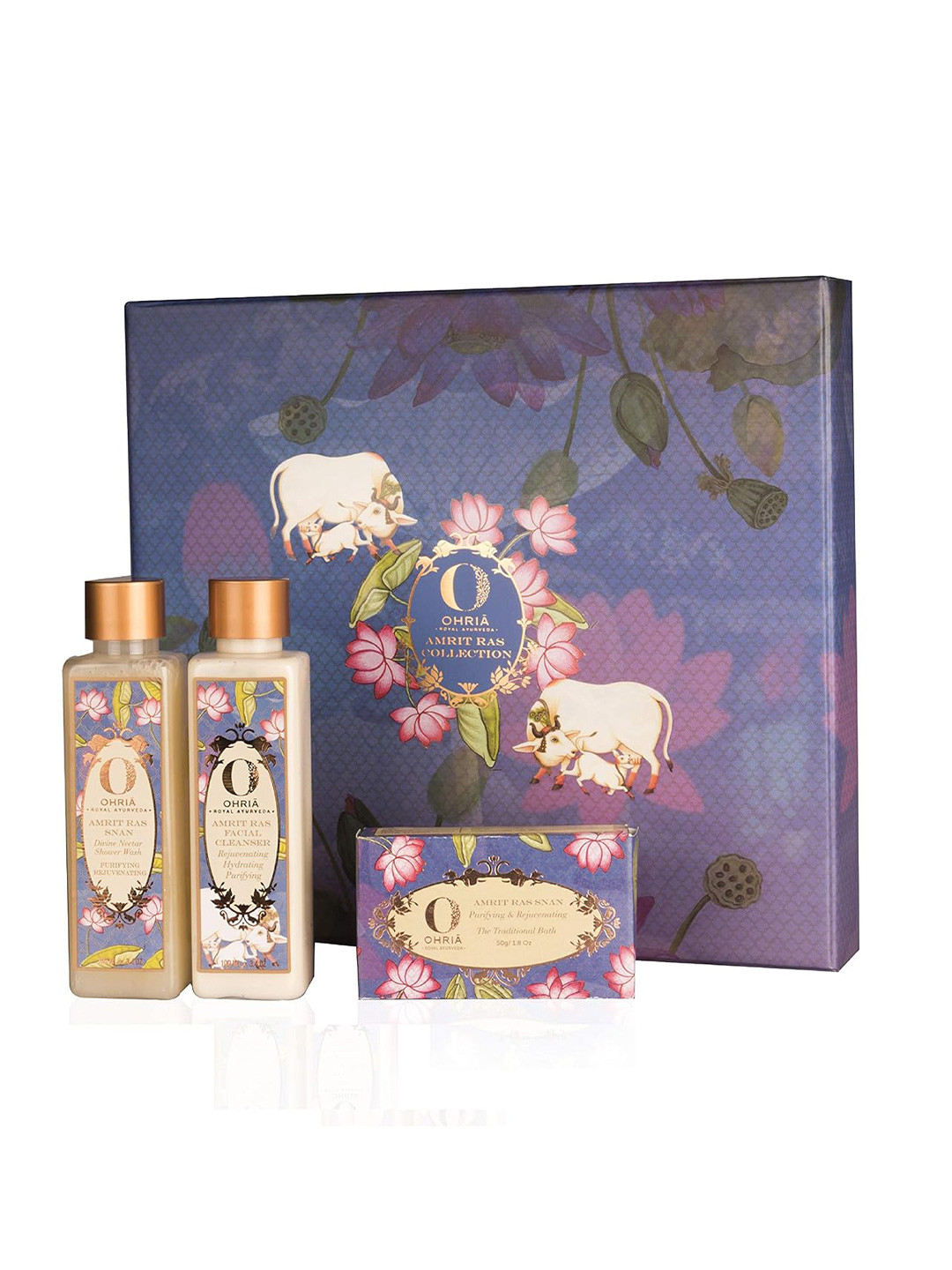 OHRIA AYURVEDA 3-Pcs Amrit Ras Facial Cleanser-Shower Wash & Bathing Bar