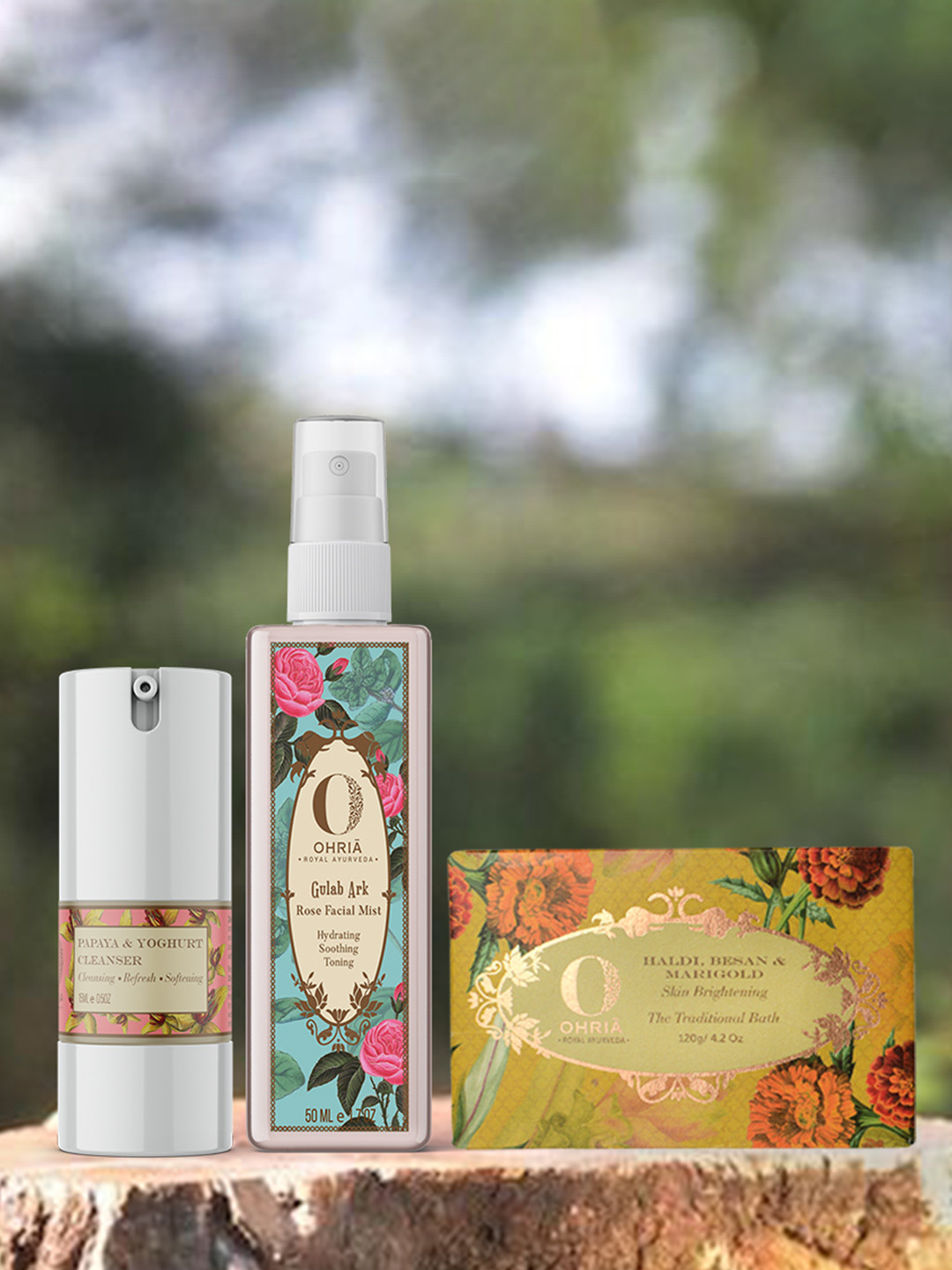 OHRIA AYURVEDA Set Of 3 Facial Mist - 50ml-Cleanser - 15ml-Bathing Bar - 50g