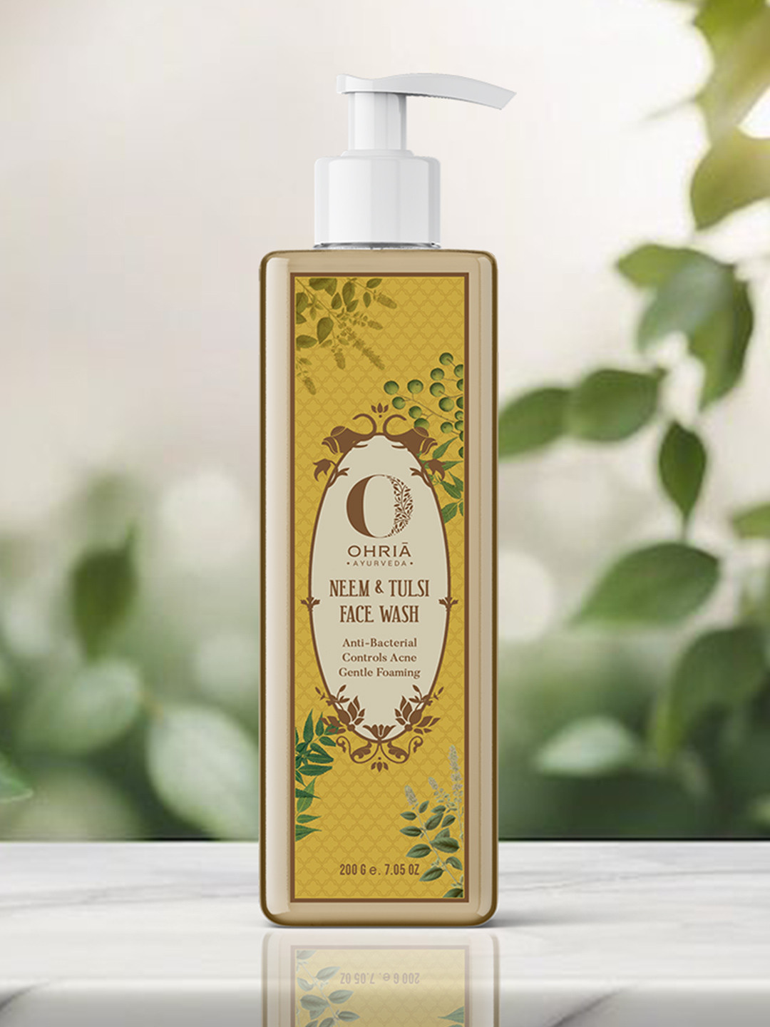 OHRIA AYURVEDA Neem & Tulsi Face Wash Controls Acne & Gentle Foaming Face Wash - 200ml