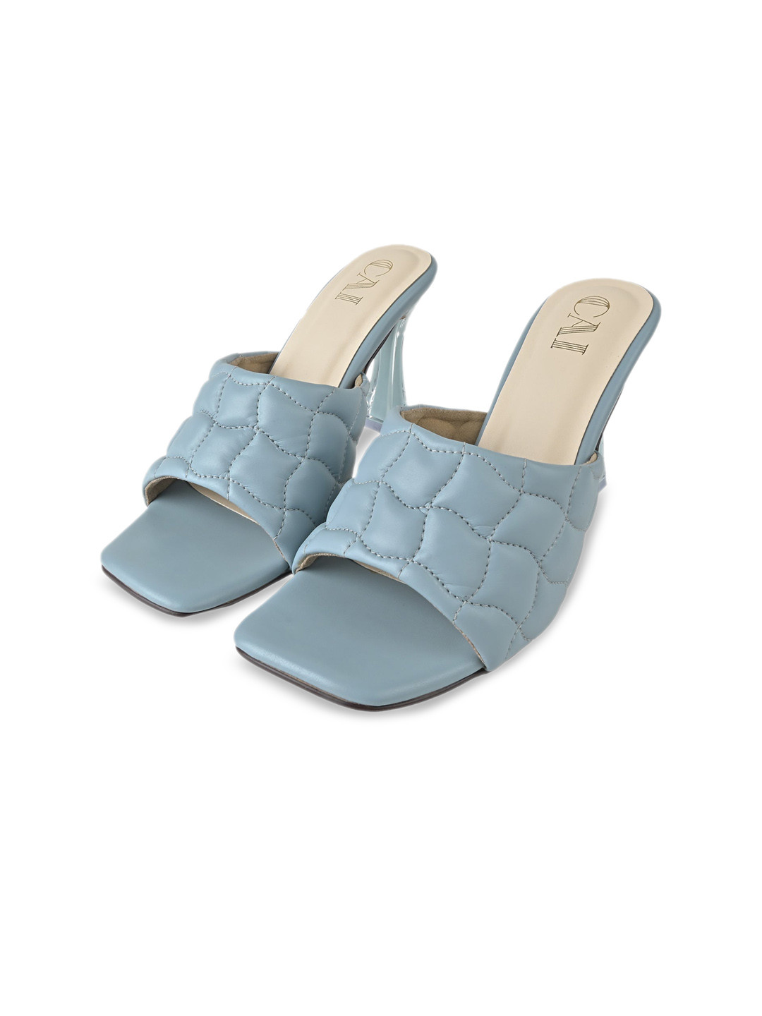 CAI Quilted Open Toe Slim Heels