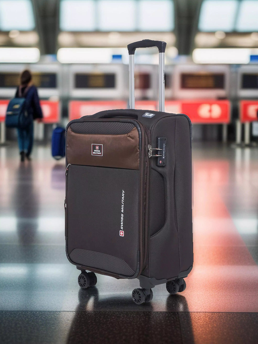 SWISS MILITARY Platinum Hard-Sided 360-Degree Rotation Cabin Trolley Suitcase-48L