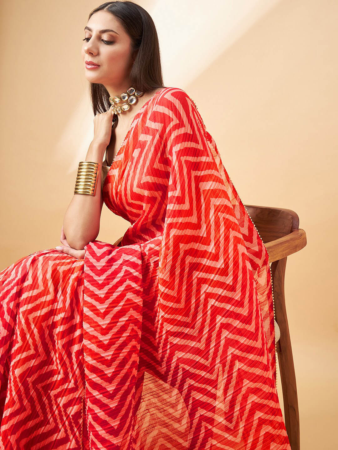 all about you Chevron Printed Saree