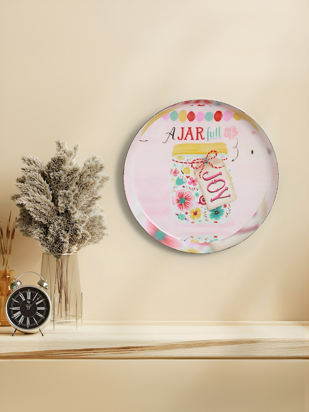 Homspurts Pink & Blue Printed Metal Wall Plate