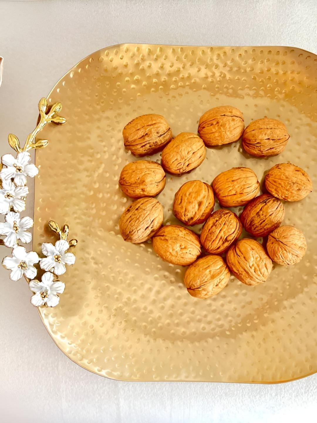 Timaya's Decor Gold Toned Textured Round Serving Tray