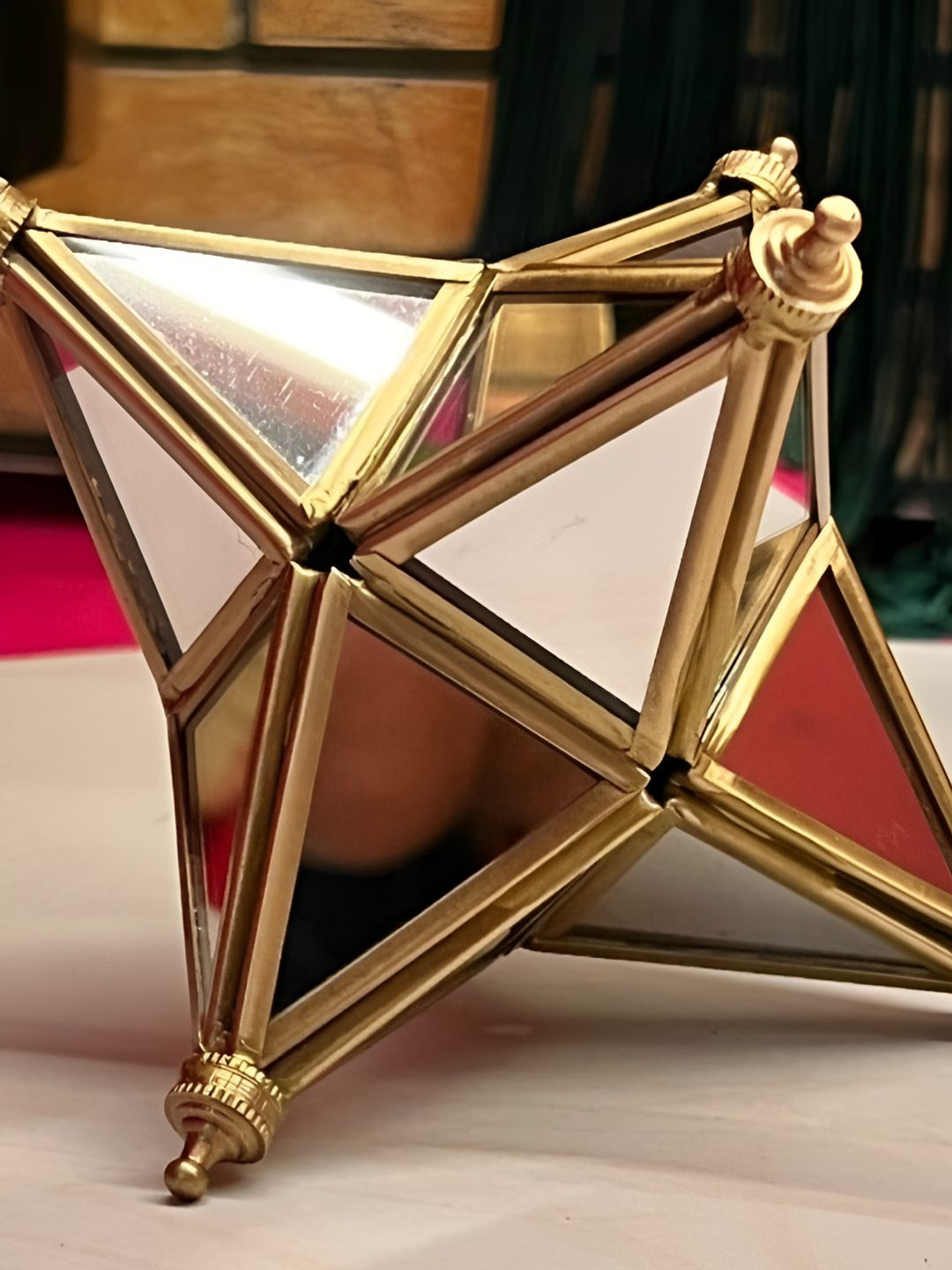 Timaya's Decor Merkaba Star Gold Metal Metallic Living Room Small Showpiece - 5.1 Inches