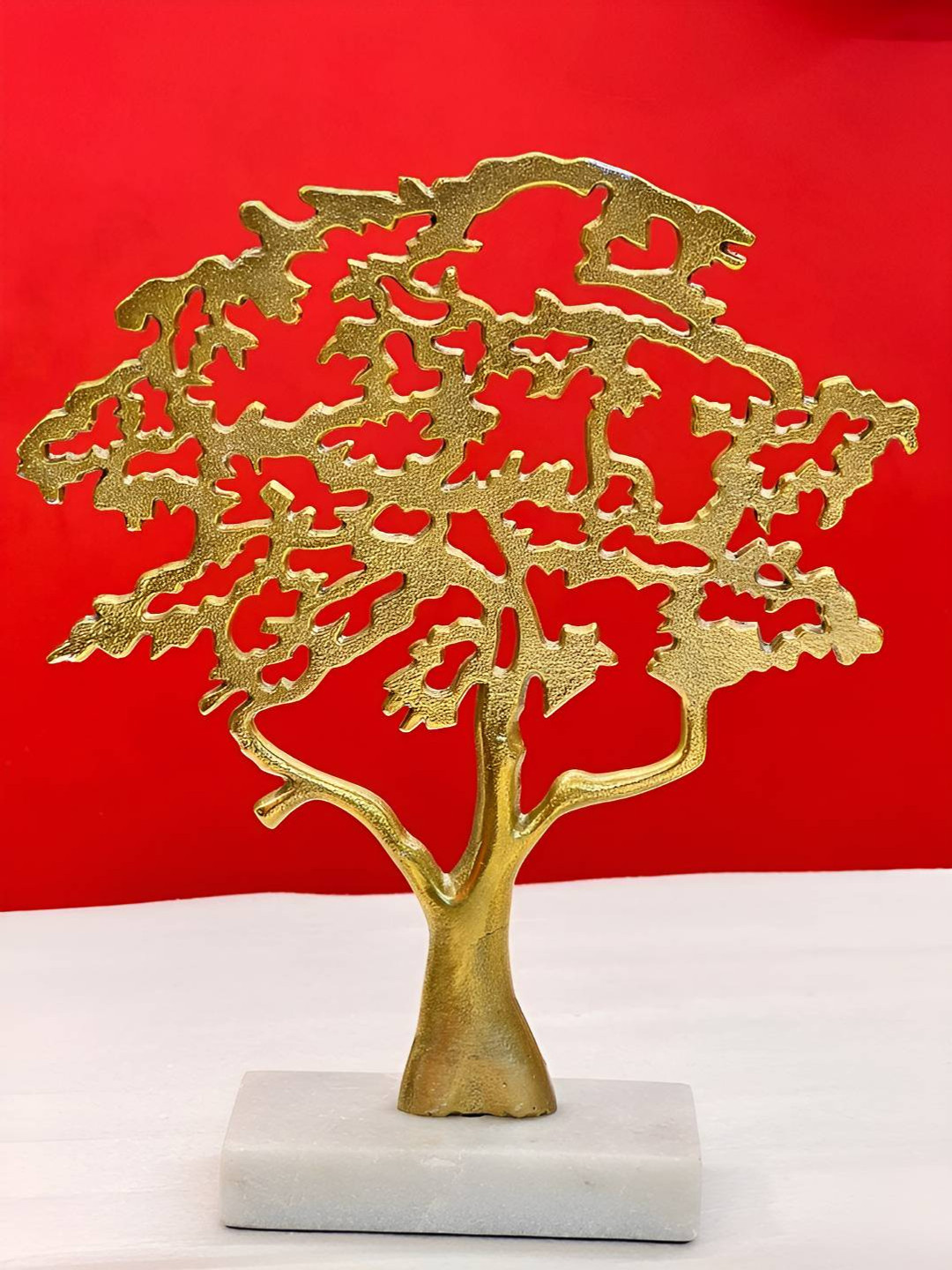 Timaya's Decor Tree Of Hope Gold Metal Metallic Living Room Medium Showpiece - 3 Inches