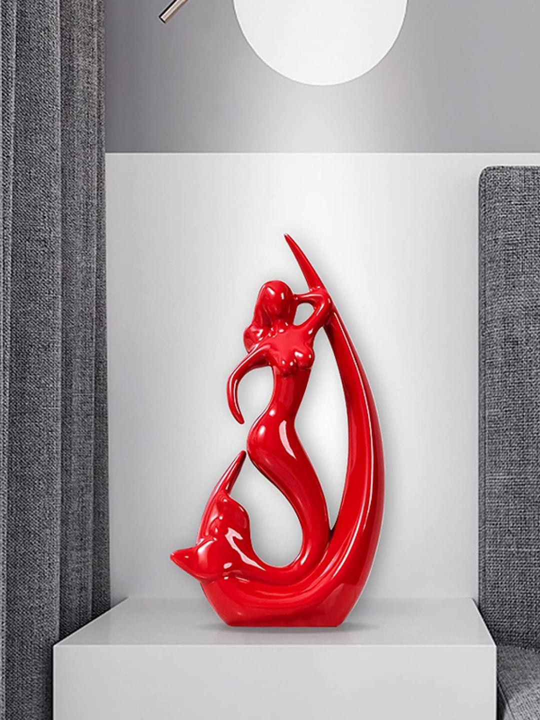Mariner's Creation Mermaid Red Ceramic Glossy Living Room Medium Showpiece - 11 Inches