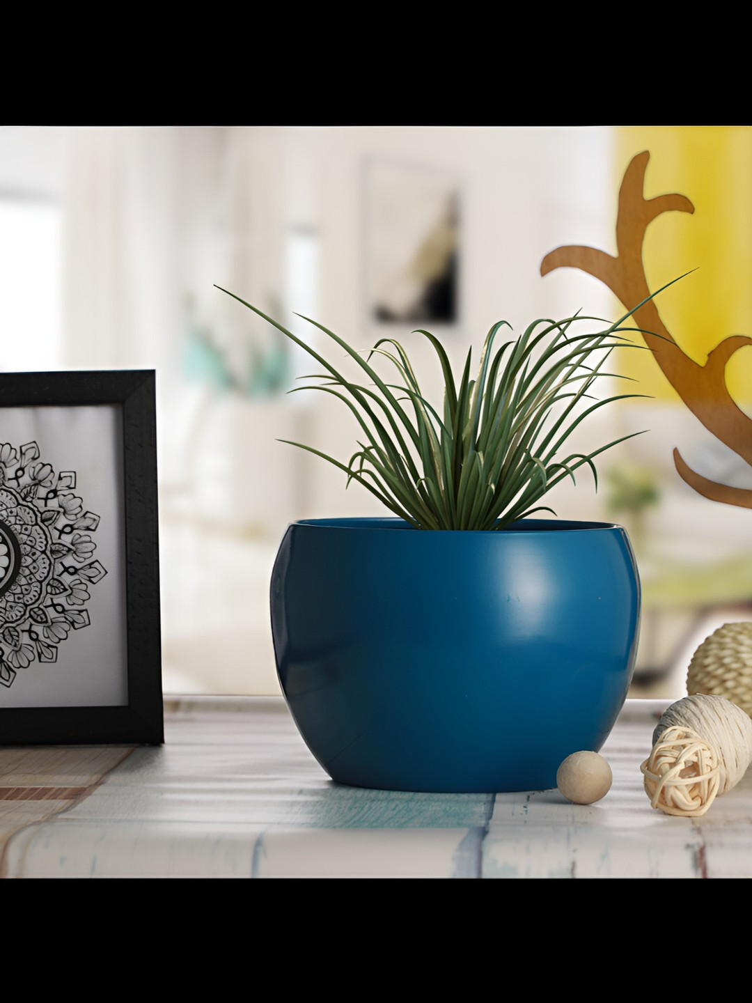 Homspurts Teal Blue Rust Free Metal Planter