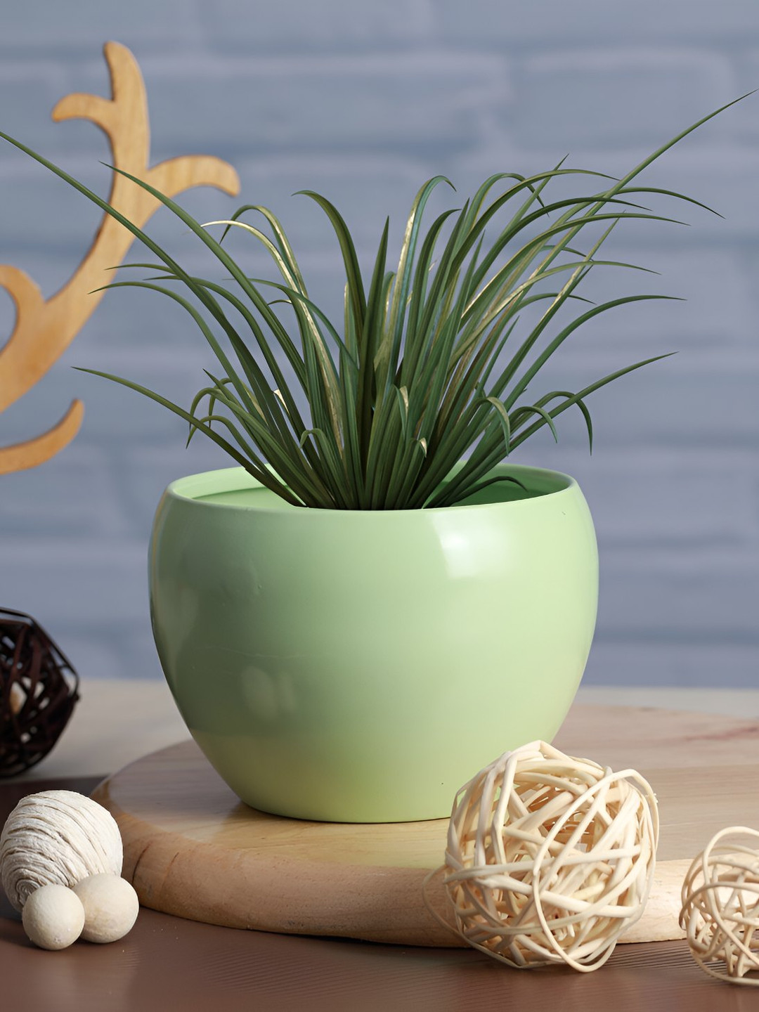 Homspurts Apple Bowl Planter Green Powder Coated Planter