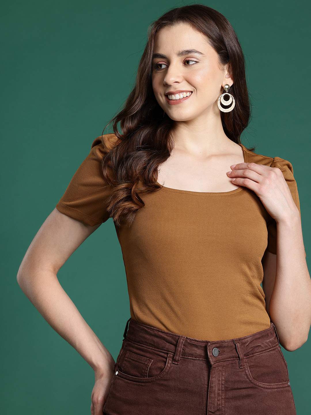 Dressberry Basics Puff Sleeve Knit Top