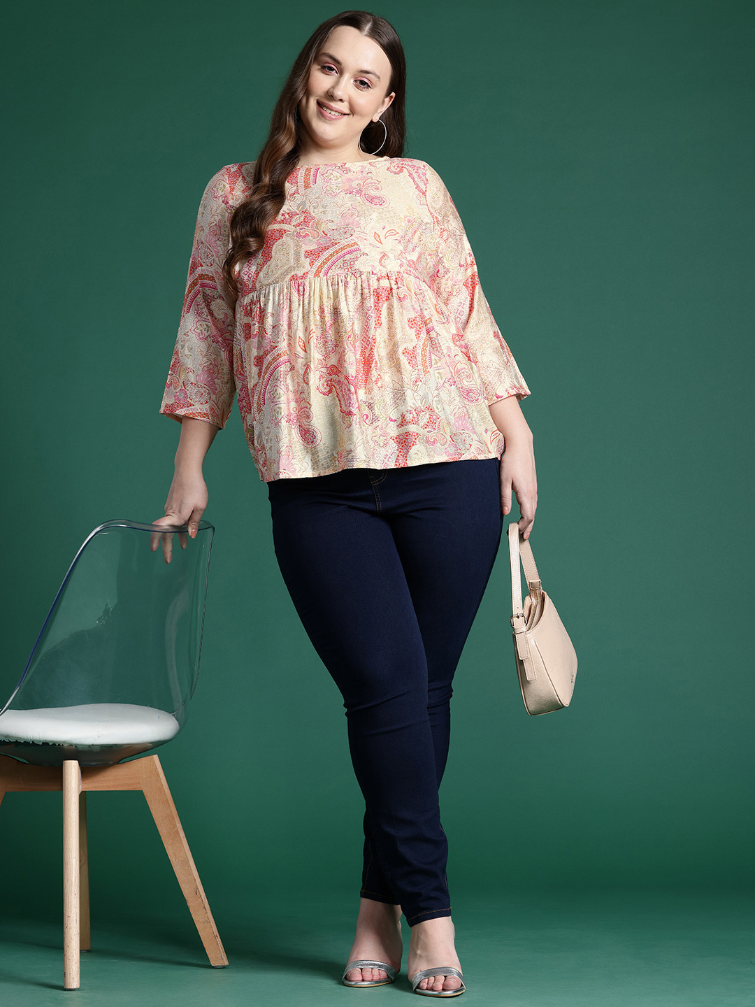 DressBerry Curve Ethnic Print A-Line Top