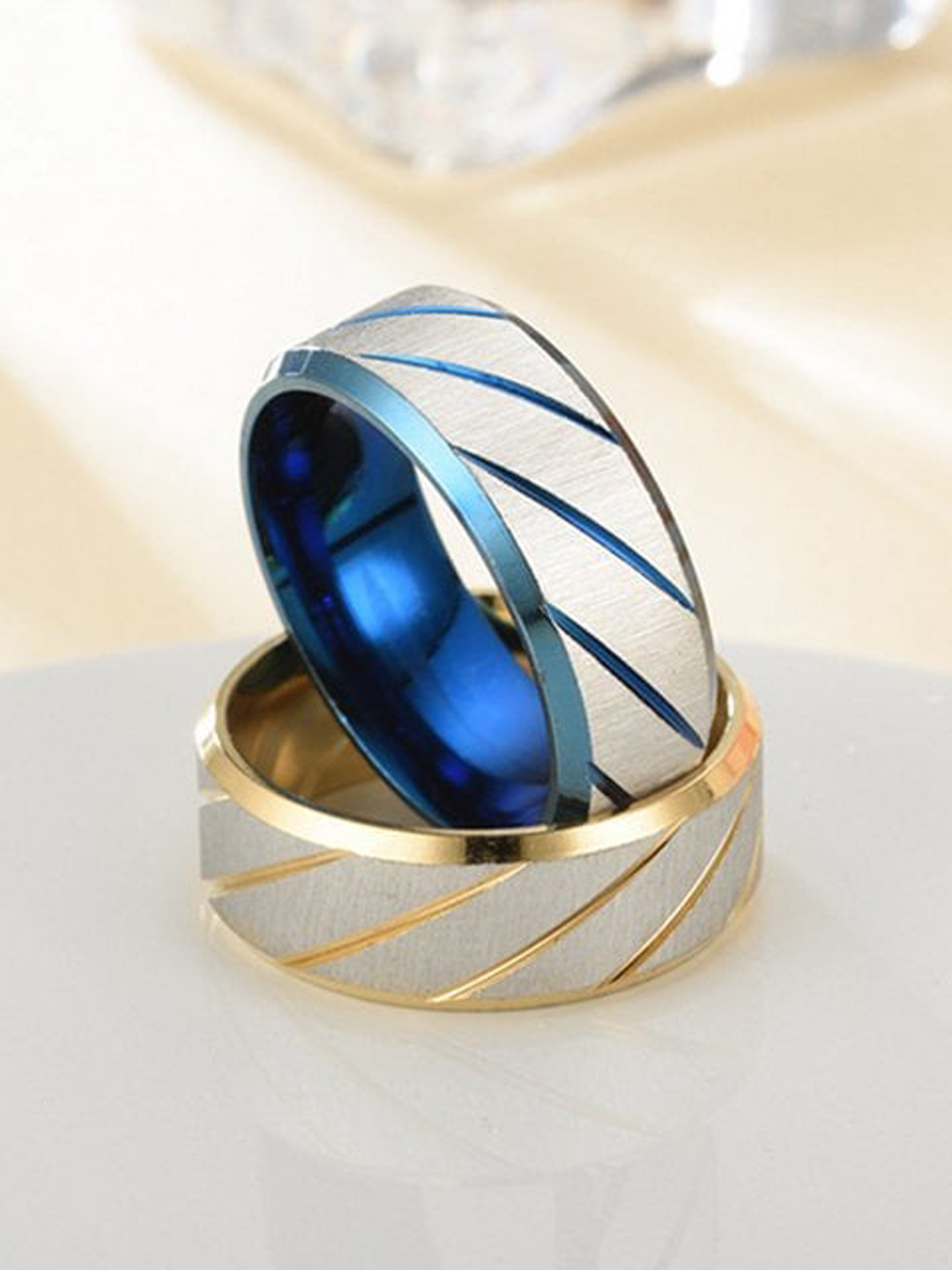 VIEN Men Set Of 2 Gold-plated Ring