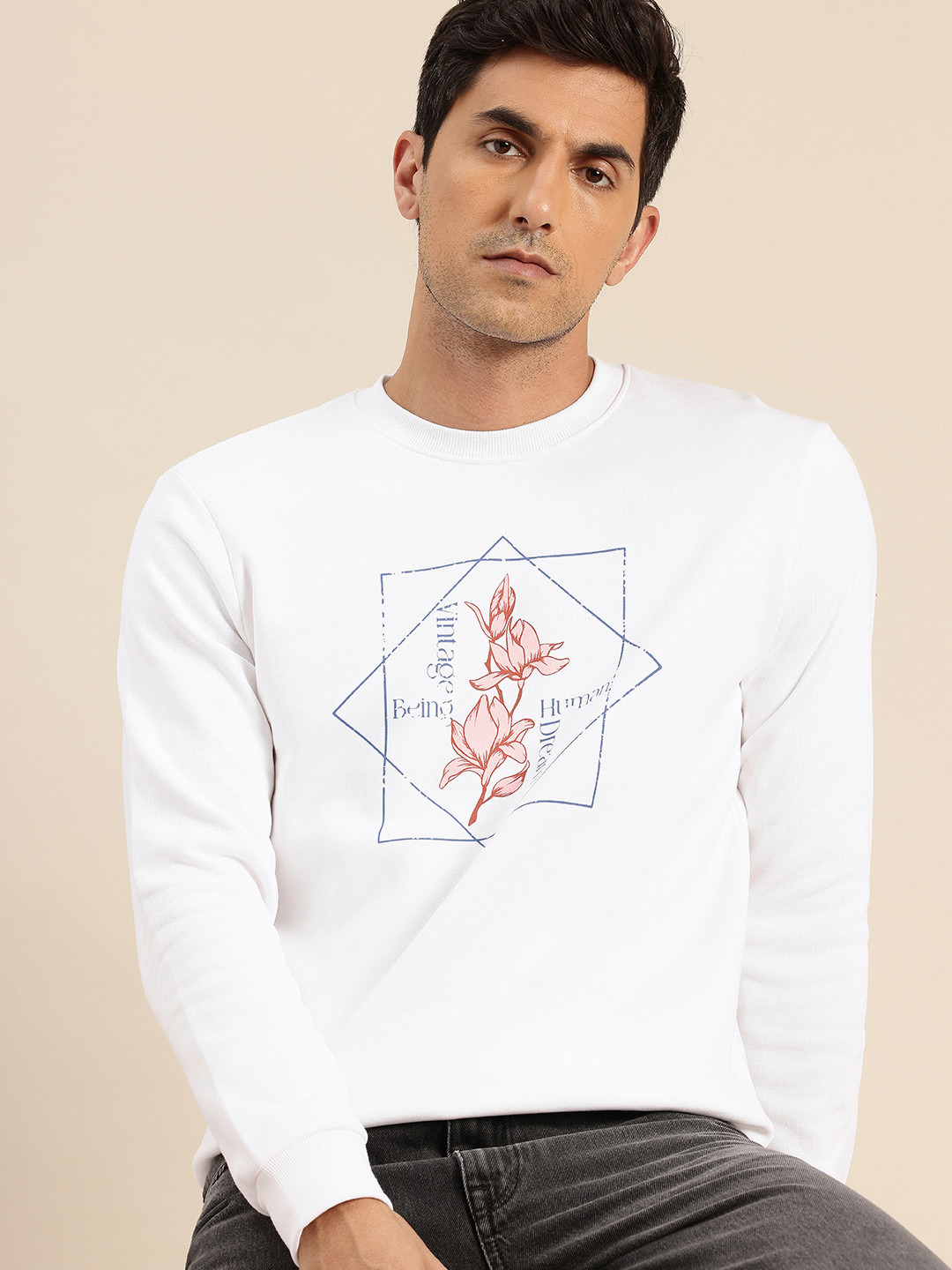Being Human Pure Cotton Graphic Printed Pullover Sweatshirt