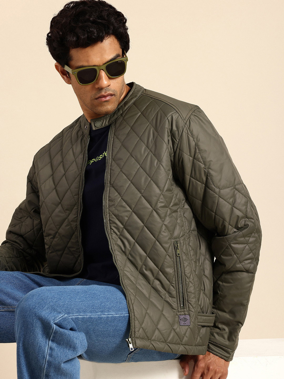 Being Human Double Collar Quilted Jacket
