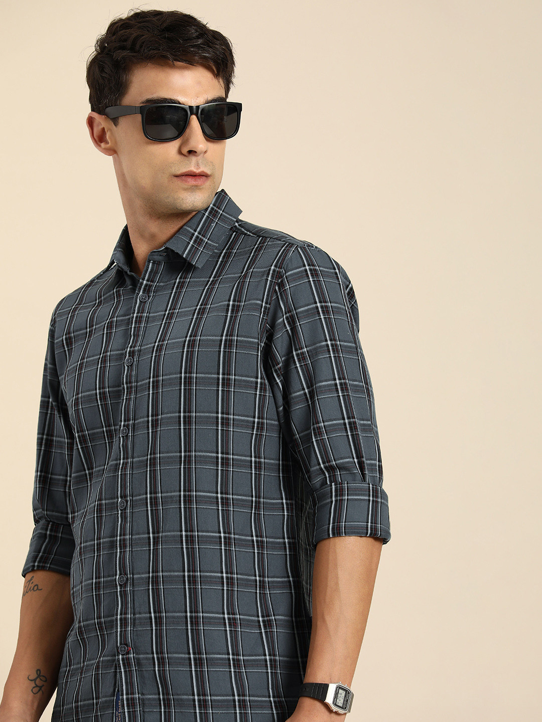 Being Human Men Tartan Checks Pure Cotton Casual Shirt