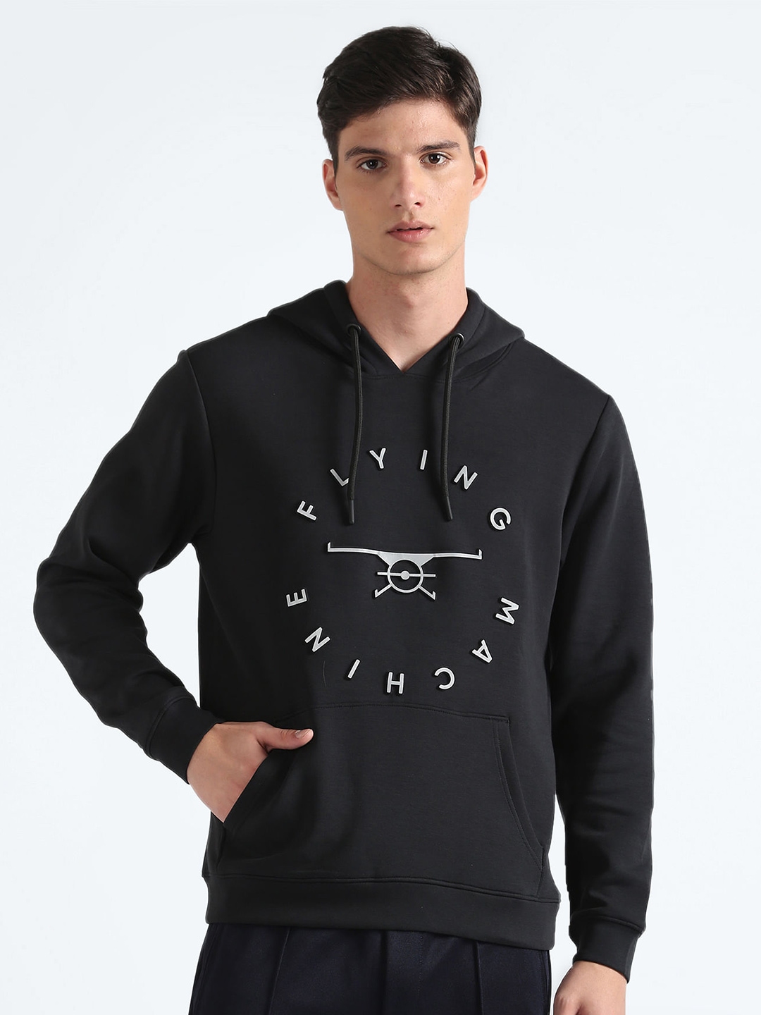 Buy Flying Machine Typography Printed Hooded Pure Cotton Pullover Sweatshirt Sweatshirts for Men 25983732 Myntra