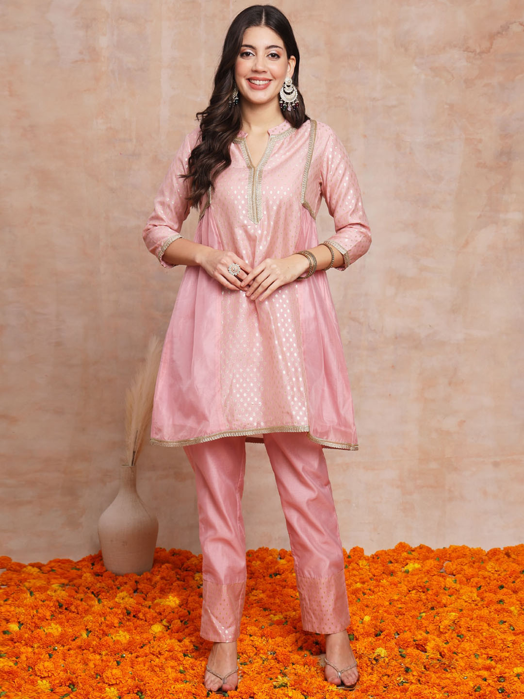 JAIPUR PRIME Woven Design A-Line Kurta with Trousers & With Dupatta