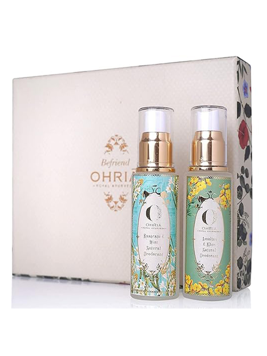 OHRIA AYURVEDA Set of 2 Amaltas & Khus - Raatrani & Mint Natural Deodorant - 50ml Each