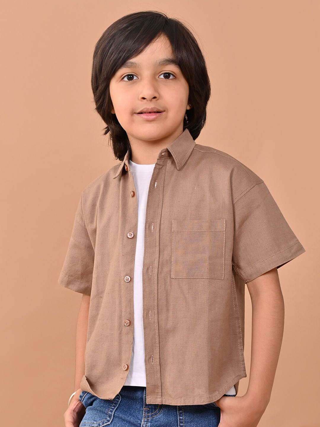 CHIMPAAANZEE Boys Relaxed Pure Cotton Casual Shirt