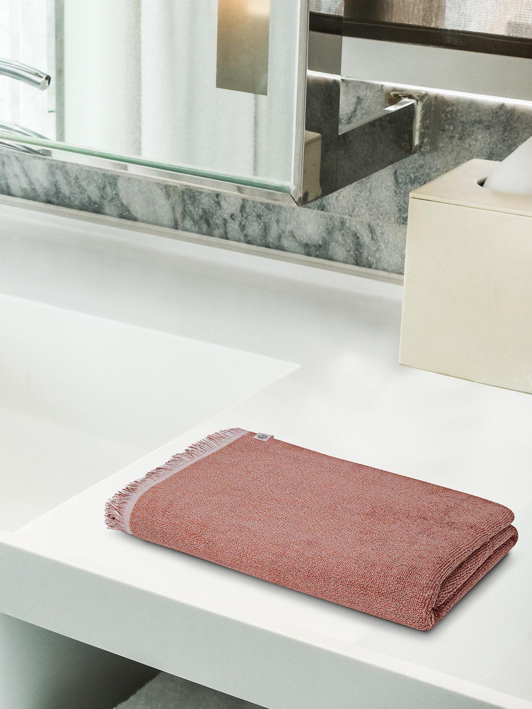 Himeya Darn IT Melange Red 500 GSM Pure Cotton Bath Towel