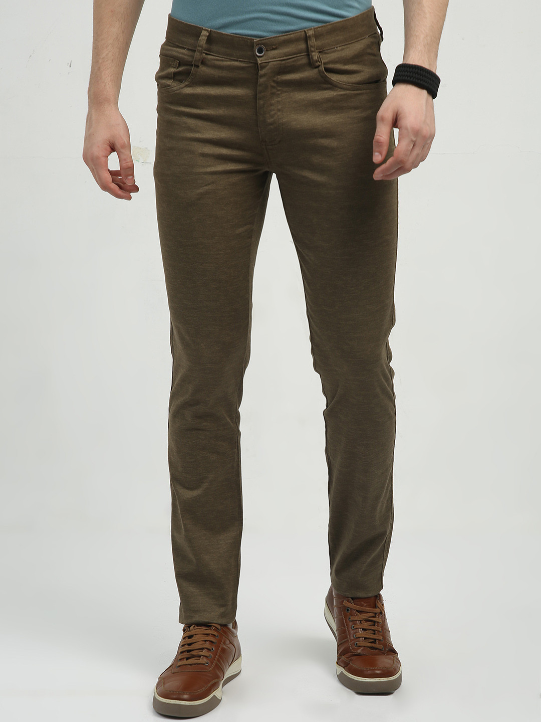 CP BRO Men Chiseled Fit Mid Rise Cotton Trousers