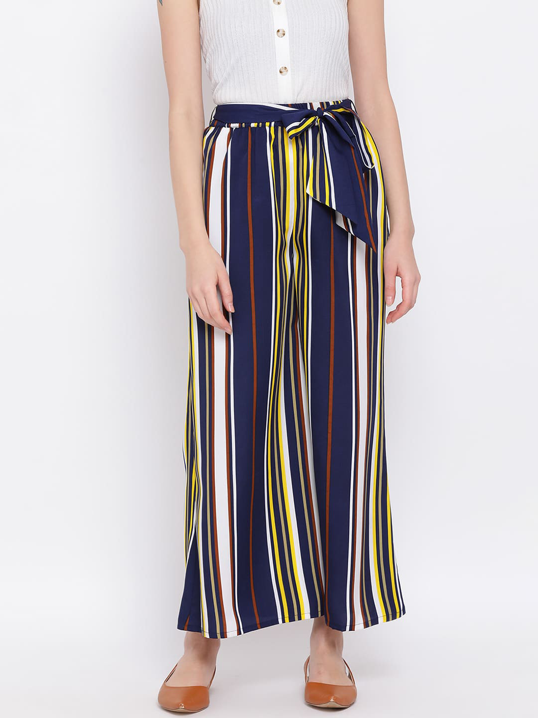 DRAAX Fashions Women Striped Flared Palazzos