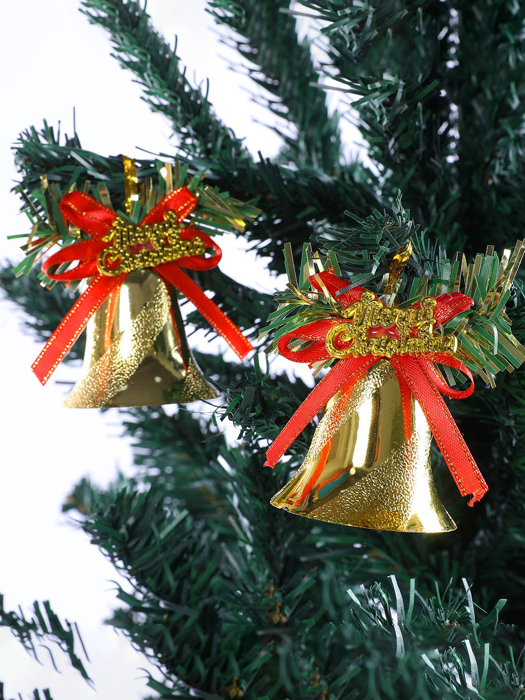 TAYHAA Red & Yellow 6 Pieces Glittering Harmony Bells Christmas Decor Ornaments
