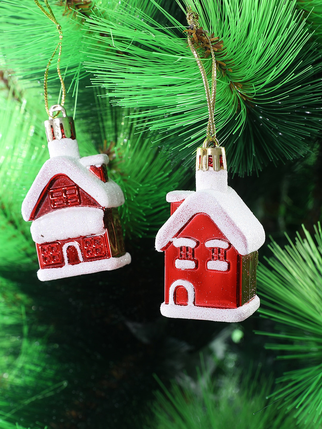 TAYHAA Red 4 Pieces Snowy Home Festive Decor