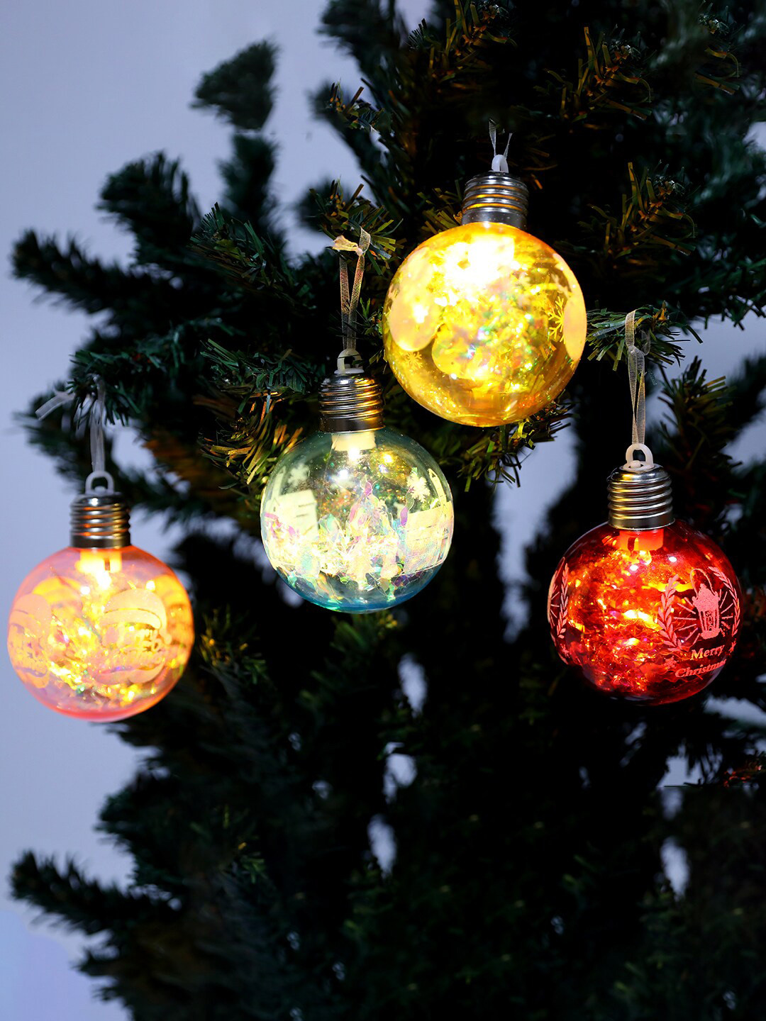 TAYHAA 12 Pcs Red & Blue LED Christmas Ornaments