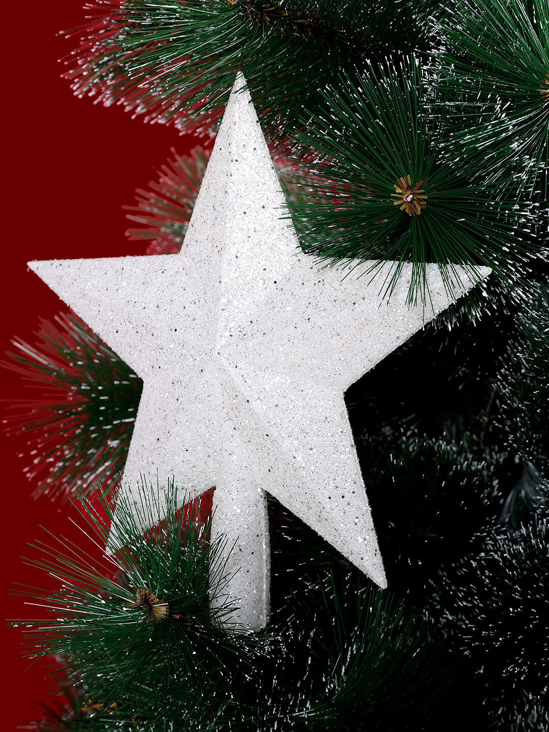 TAYHAA White Shimmer Star Topper Festive Decor