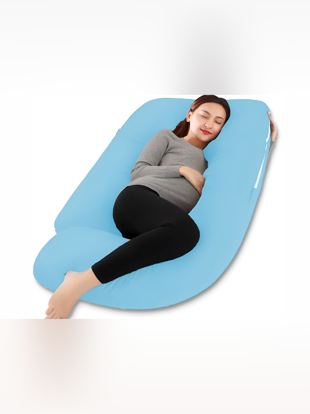 DADDY COOL Blue Solid Cotton Breathable Ultra Soft Fibre Maternity Pillow-7.8 x 30 x 55 cm