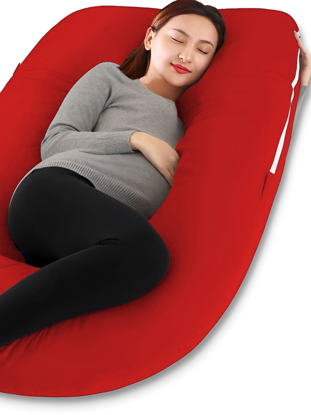 DADDY COOL Red Solid Cotton Breathable Ultra Soft Fibre Maternity Pillow-7.8 x 30 x 55 cm