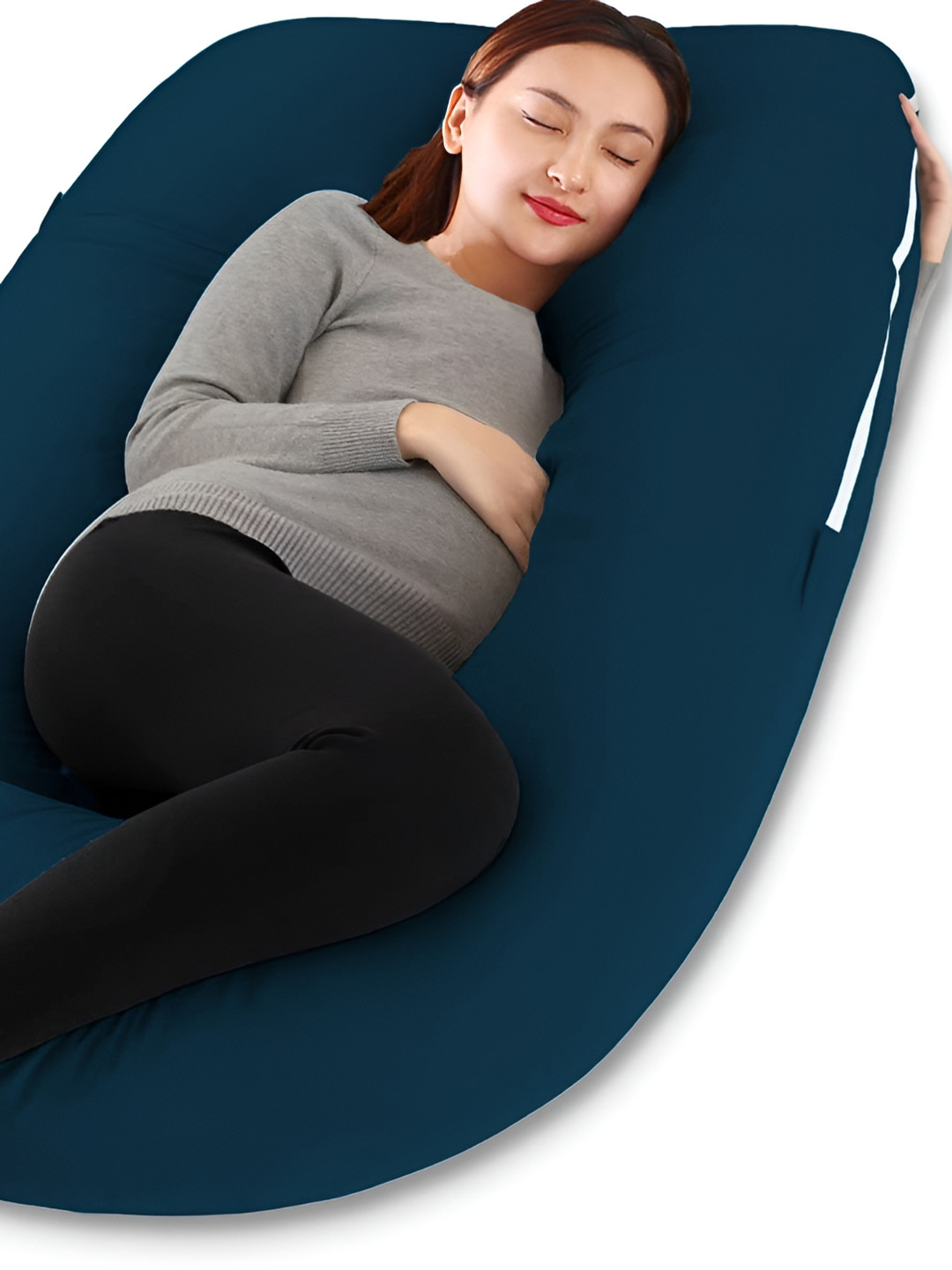 DADDY COOL Blue Solid Cotton Breathable Ultra Soft Fibre Maternity Pillow-7.8 x 30 x 58 cm
