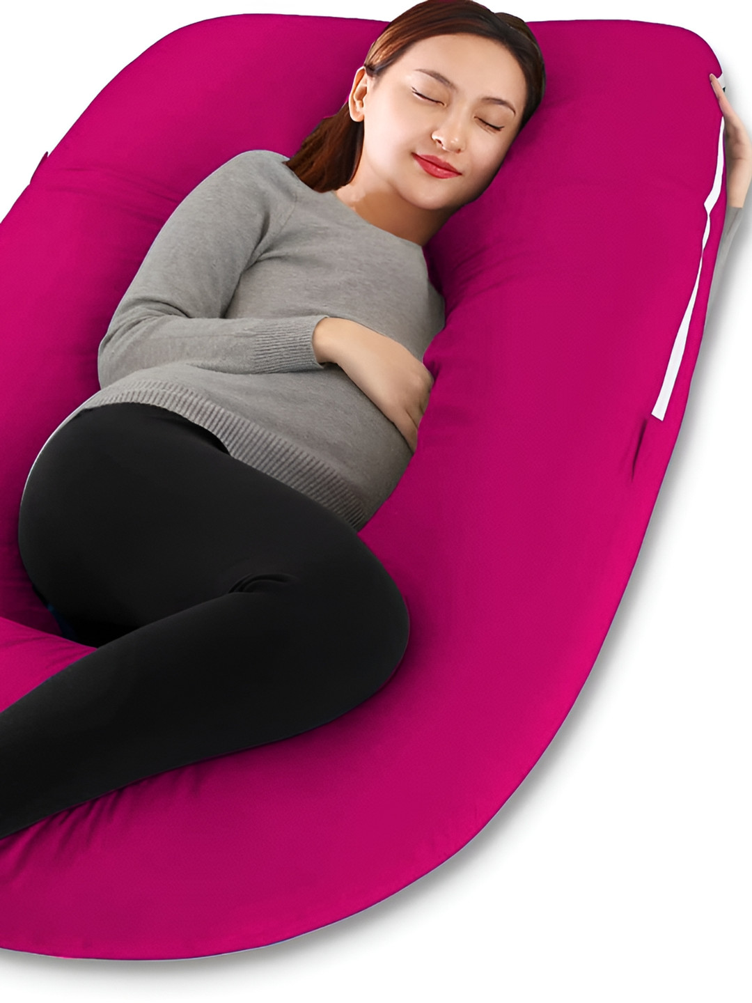 DADDY COOL Peach Solid Cotton Breathable Ultra Soft Fibre Maternity Pillow-7.8 x 30 x 58 cm