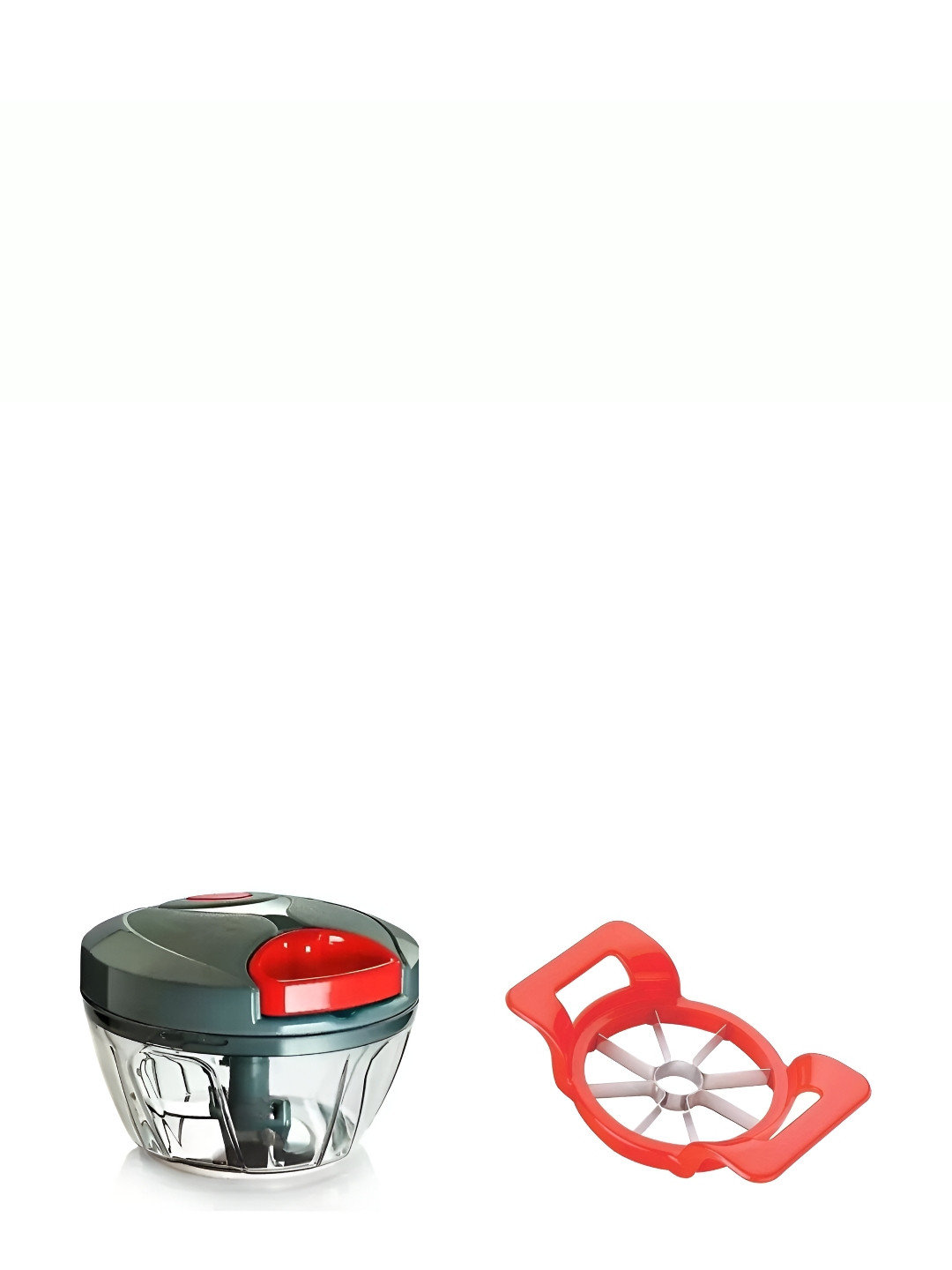 OMORTEX Grey & Red Stainless Steel Chopper With Apple Fruit Cutter