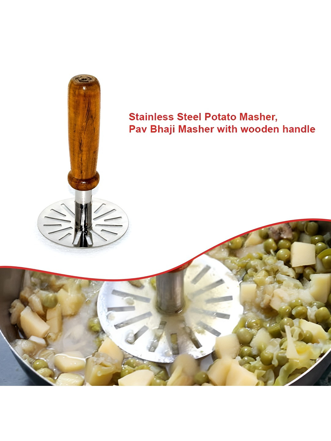 OMORTEX Brown Stainless Steel Masher