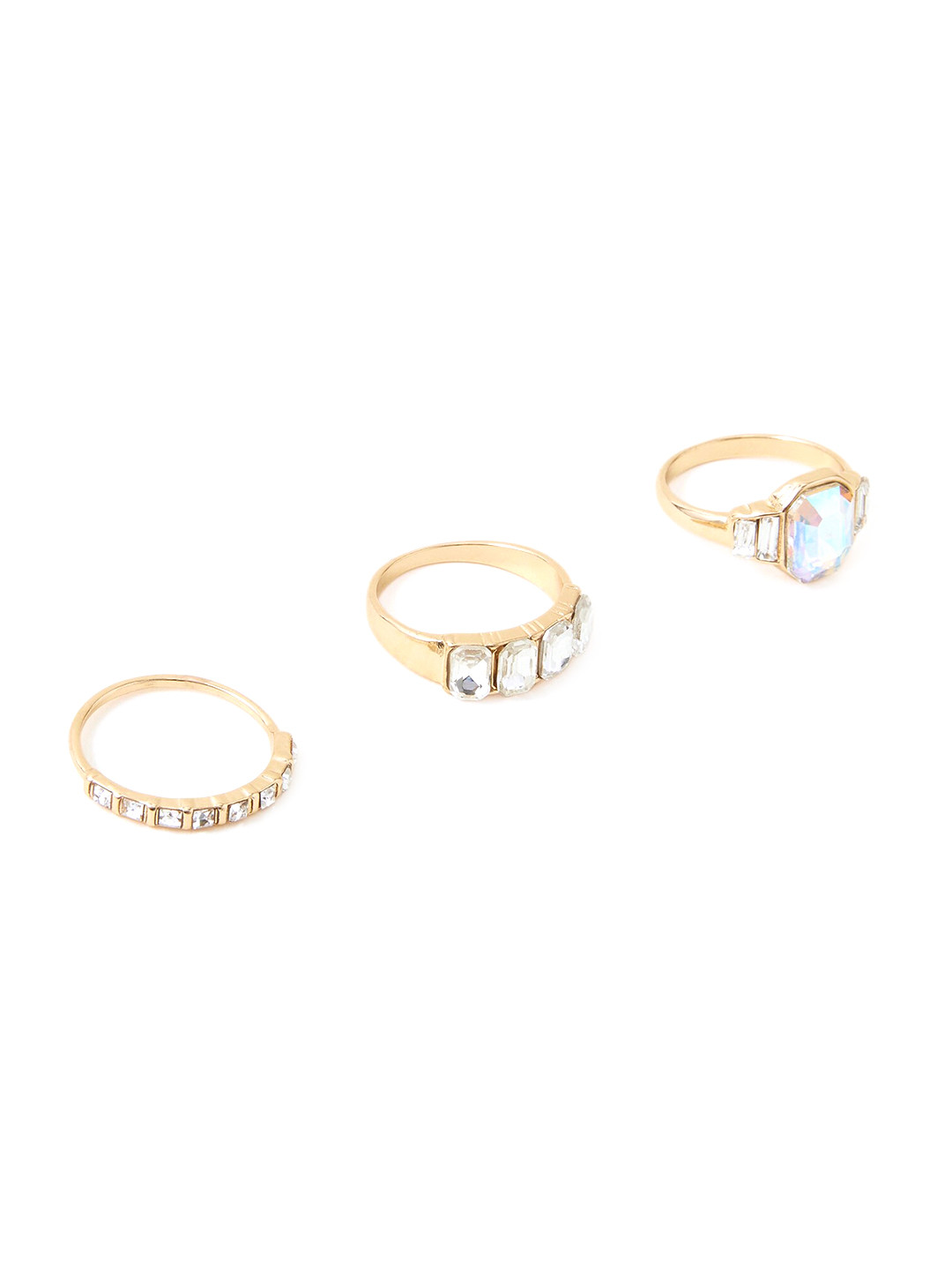 Accessorize London Women's Jewel Embellished Rings Set Of Three White