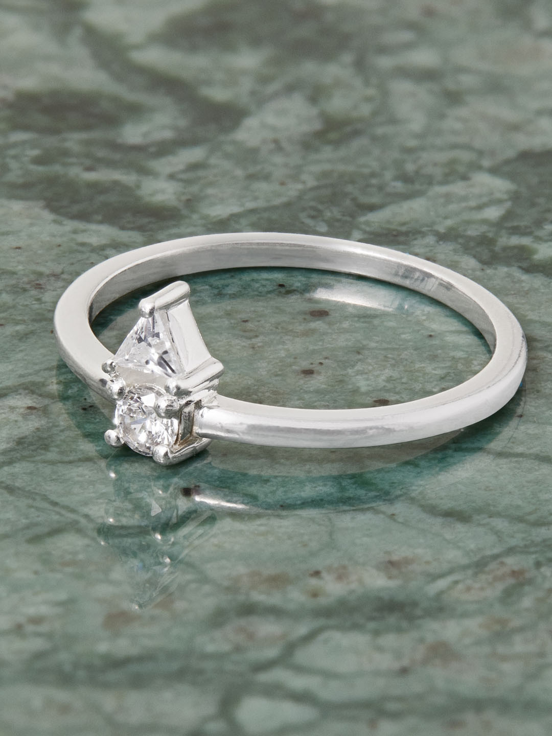 Accessorize Sterling Silver Sparkle Two Stone Studded Finger Ring